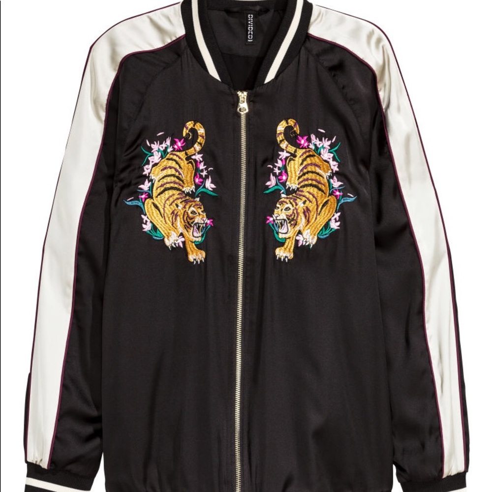 Embroidered souvenir bomber jacket